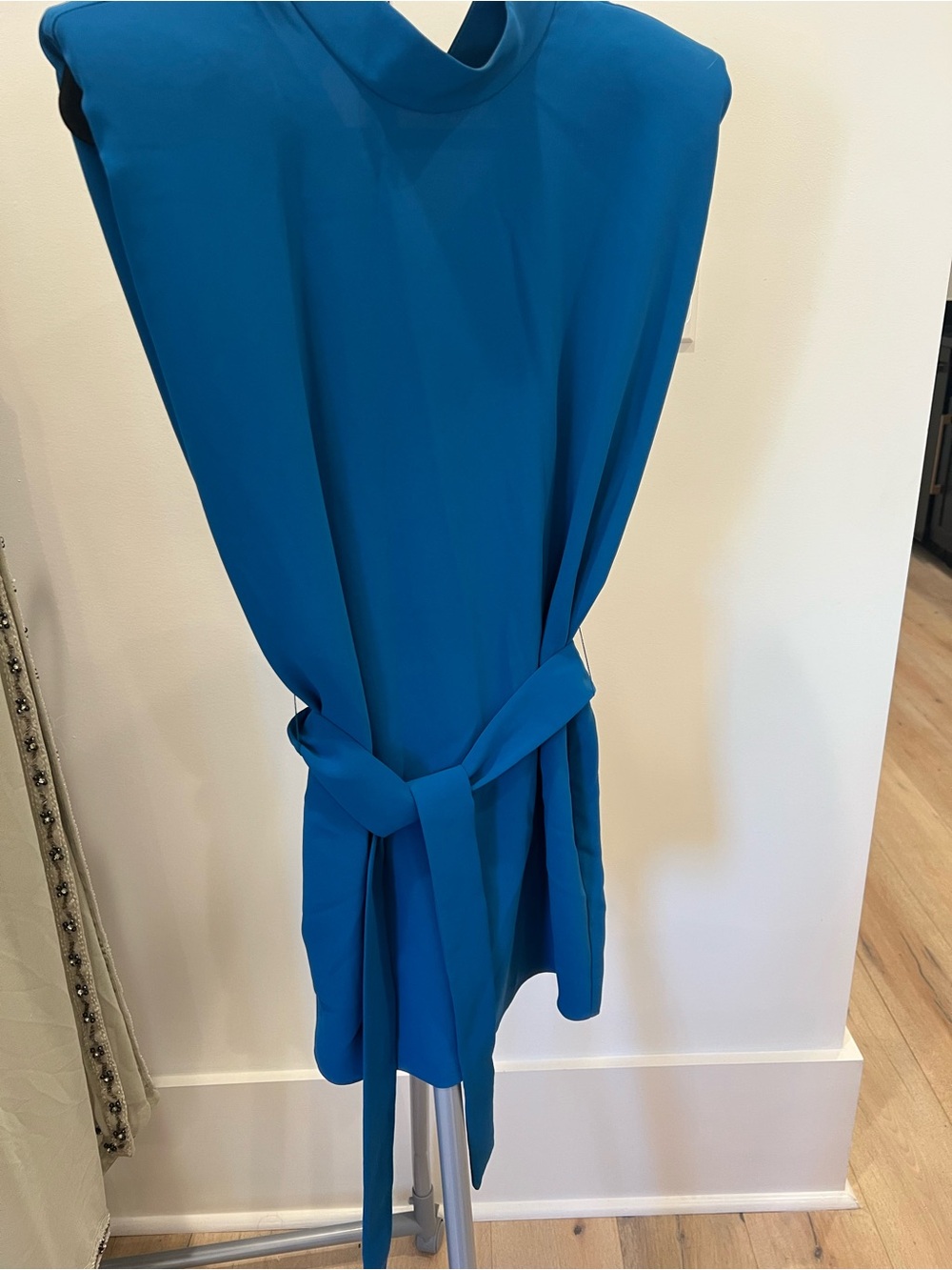 Amanda Uprichard Teal Blue Sleeveless Belted Dress